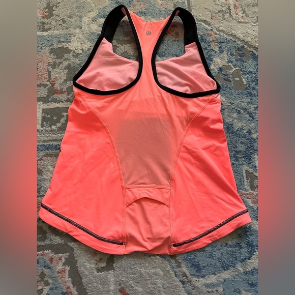 Lululemon Cardio Kick Top Womens Color Block Racerback Tank Coral Black Size 8 - Picture 3 of 4